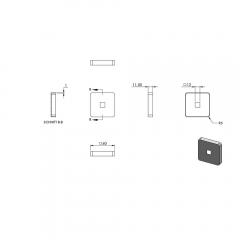 Handlaufhalter zur Wandbefestigung inkl. Cliprosette 60 x 60 x 11,5mm, für Vierkantrohr