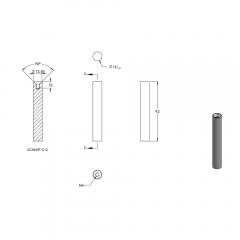 Handlaufhalter zur Wandbefestigung, mit ø 25mm Bügel und ø 14mm Stift, für ø 42,4 mm Rohr, mit M8 Innengewinde