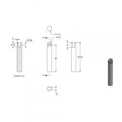 Handlaufhalter flexibel zur Wandbefestigung, mit ø 25mm Bügel und ø 14mm Stift, für Vierkant-Rohr, mit M8 Innengewinde