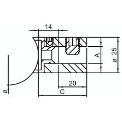 Glasplattenhalter, mit Anschluss für ø 42,4 x 2mm Rohr, für 4-10,76mm Glas