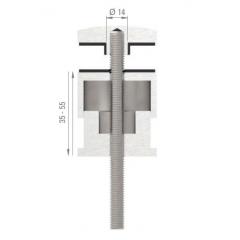 Glas-Punkthalter ø 52mm mit verstellbarem Wandabstand, für Glasstärken 6,0-25,52mm, flacher Anschluss