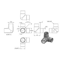 90° Ecke mit Abgang, für Rohr 48,3 x 2,0mm