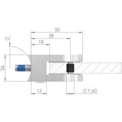 Glasklemme Modell 30, mit AbZ, Anschluss für ø 33,7mm Rohr, Zinkdruckguss Edelstahleffekt, für 8,00mm Glas